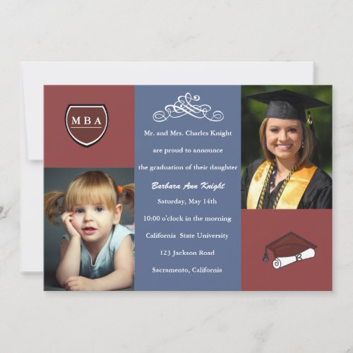 Tri Color Graduation Invitation / Announcement