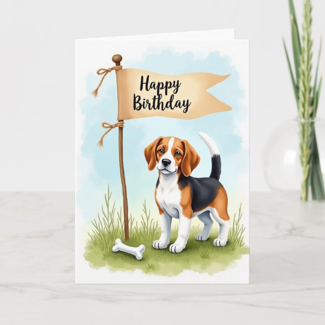 Tri Color Hound Birthday Card (Front)