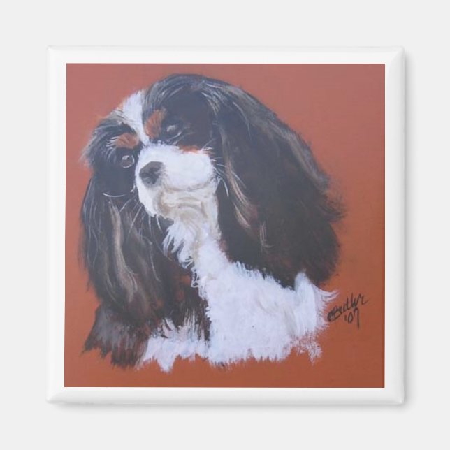 Tri-color King Charles Cavalier Magnet (Front)