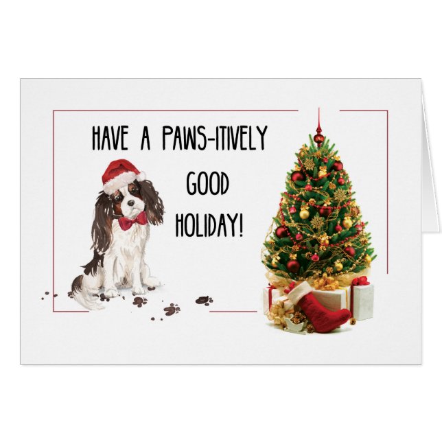 Tri-Color King Charles Spaniel Funny Christmas Dog (Front Horizontal)