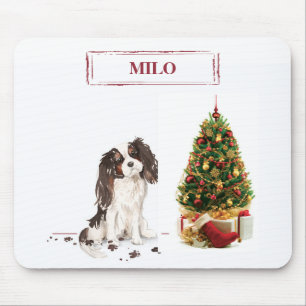 Tri-Color King Charles Spaniel Funny Christmas Dog Mouse Pad