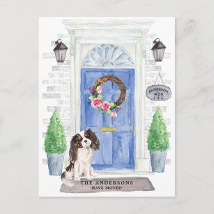 Tri Color King Charles Spaniel Moving Announcement Postcard