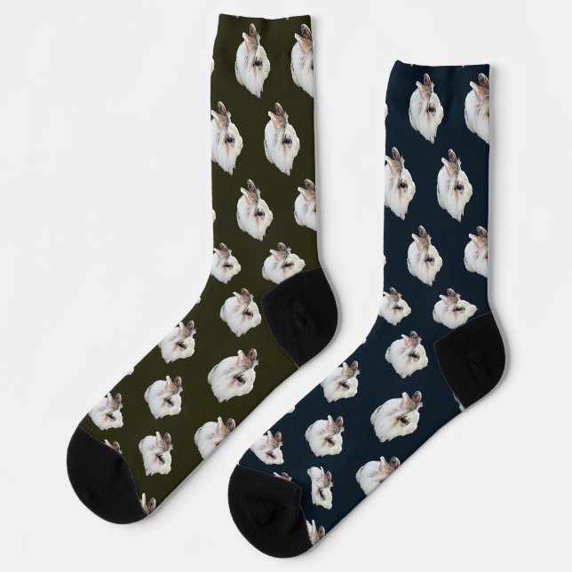 Tri-Color Lionhead Rabbit Socks (Left)