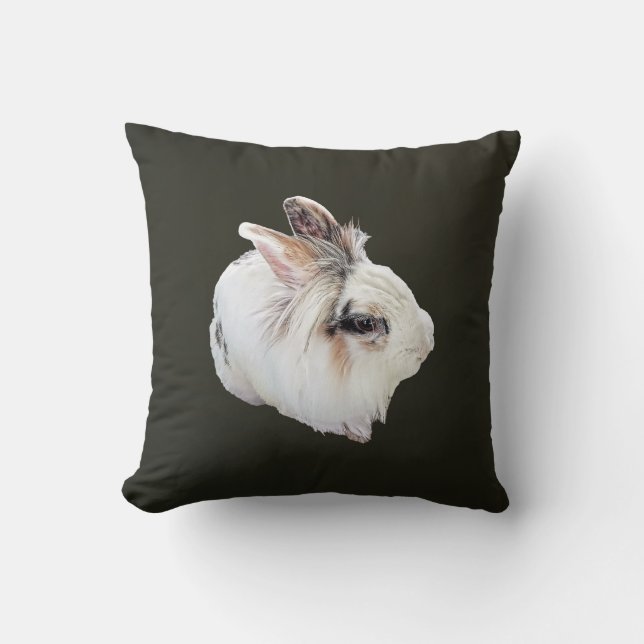 Tri-Color Lionhead Rabbit Throw Pillow (Front)
