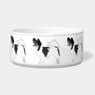 Tri-color Papillon Toy Dog Breed Illustration Bowl