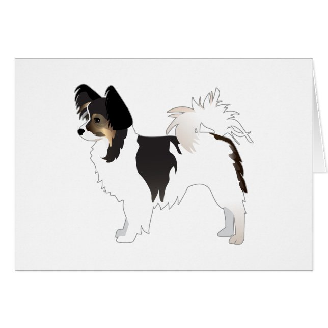 Tri-color Papillon Toy Dog Breed Illustration Card (Front Horizontal)
