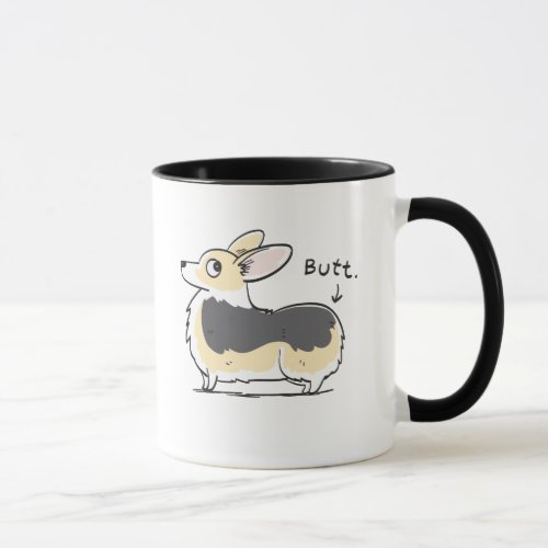 Tri_Color Pembroke Corgi Butt Mug