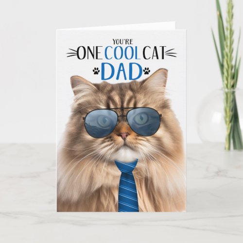 Tri Color Persian Cat Fathers Day One Cool Cat Holiday Card