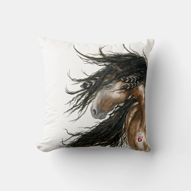 Tri Color Pinto Mustang by BiHrLe Pillow (Front)