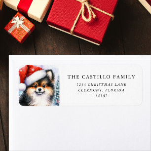 Tri Color Pomeranian Christmas Return Address Label