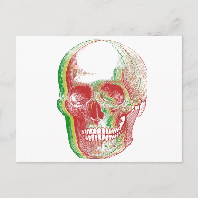 Tri-color Rasta Skull Postcard (Front)