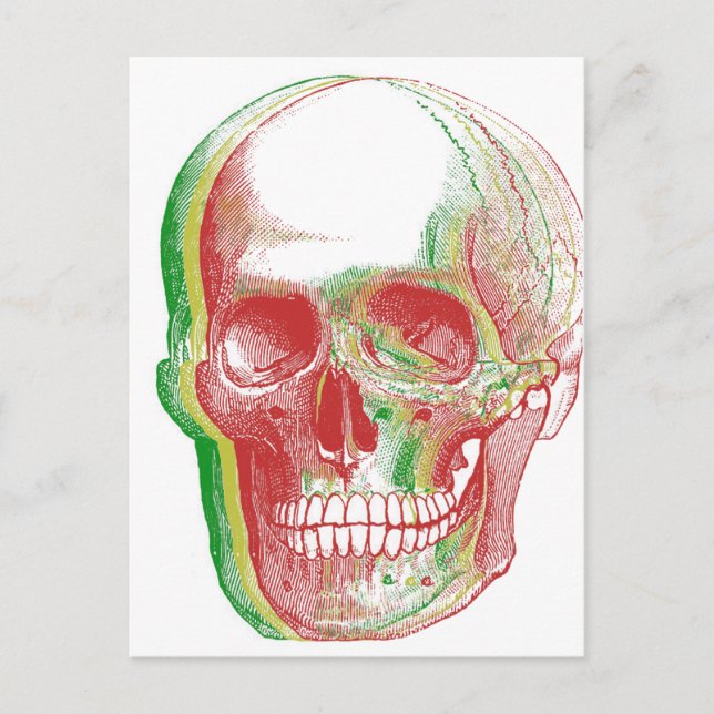 Tri-color Rasta Skull Postcard (Front)