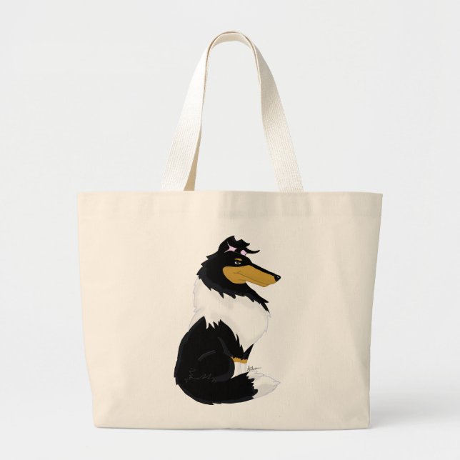 Tri-color Rough Collie Cartoon Bag (Front)