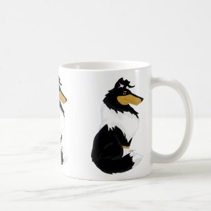 Tri-color Rough Collie Cartoon Mug