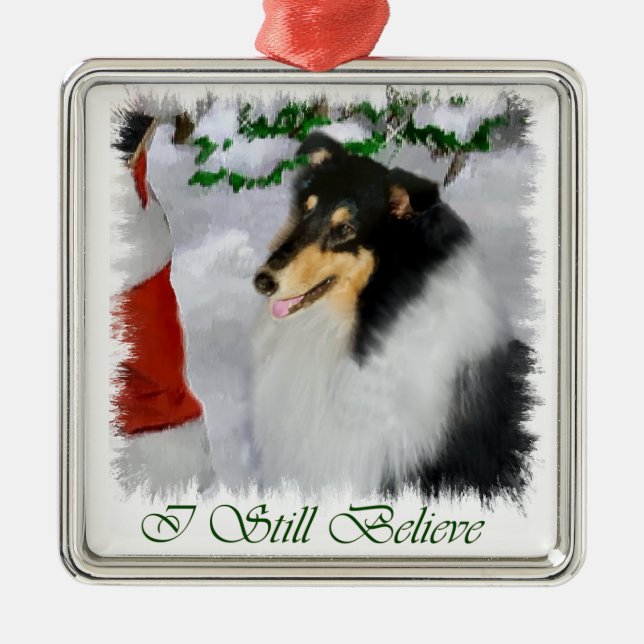 Tri Color Rough Collie Christmas Gifts Ornament (Front)