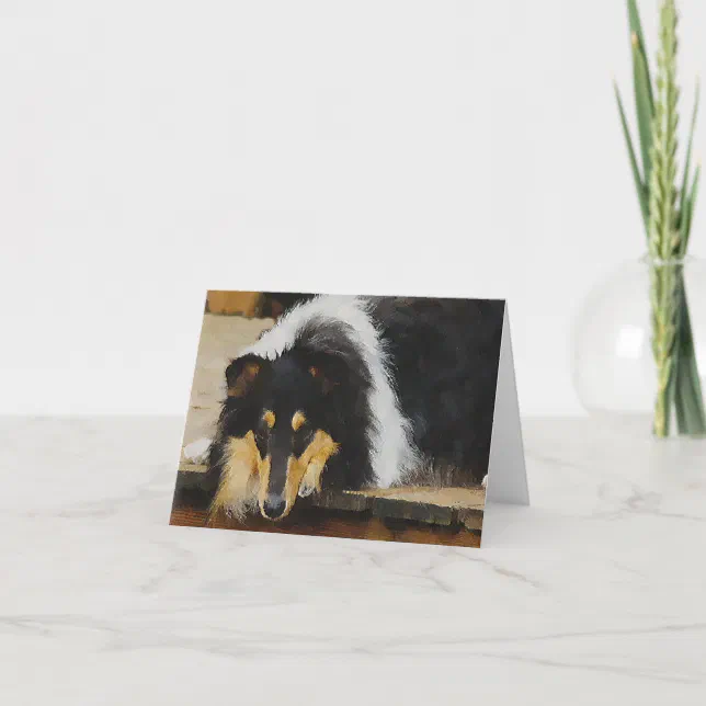 Tri Color Rough Collie Gifts Art Card | Zazzle
