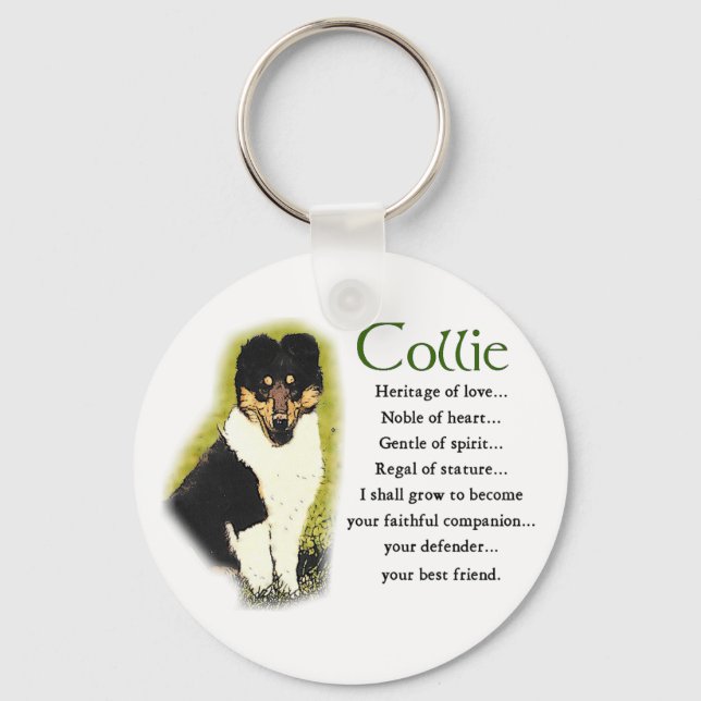 Tri Color Rough Collie Gifts Keychain (Front)