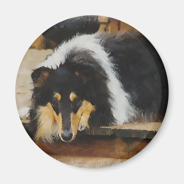 Tri-Color Rough Collie Gifts Magnet (Front)