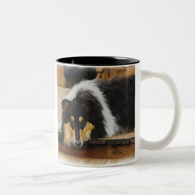 Tri-Color Rough Collie Gifts Two-Tone Coffee Mug (Right)