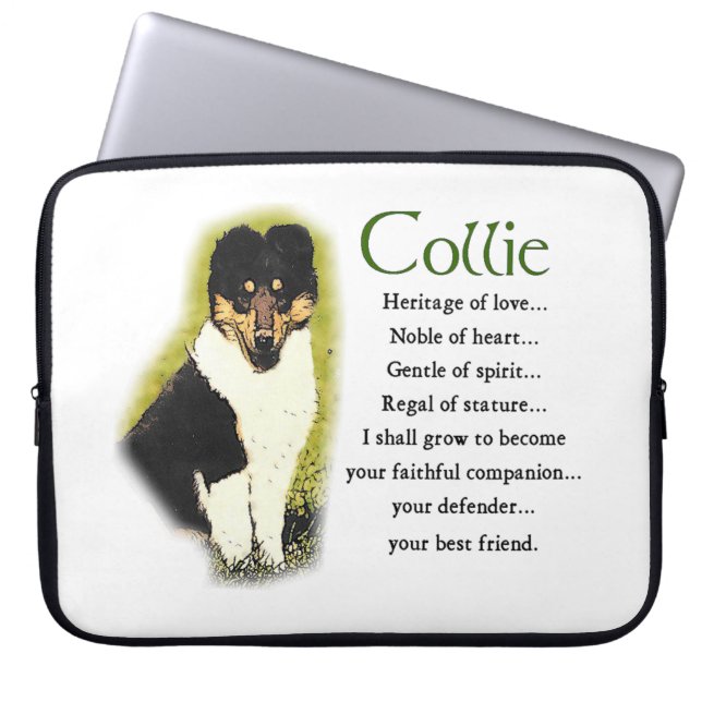 Tri Color Rough Collie Puppy Laptop Sleeve (Front)