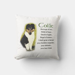 Tri Color Rough Collie Puppy Throw Pillow