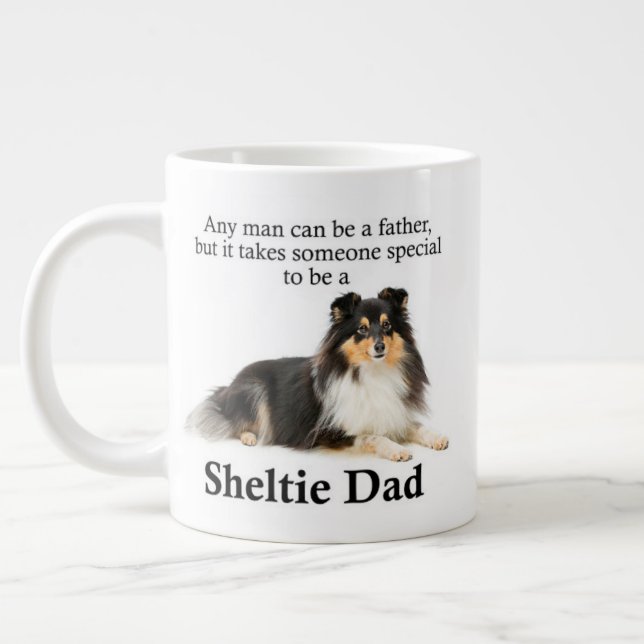 Tri-Color Sheltie Dad Jumbo Mug (Left)