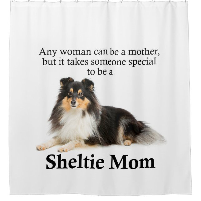 Tri-Color Sheltie Mom Shower Curtain (Front)
