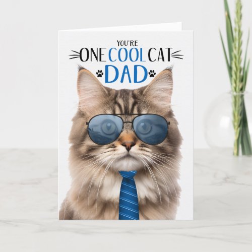 Tri Color Tabby Cat Fathers Day One Cool Cat Holiday Card