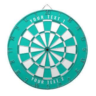 Tri-Color Teal & White | Custom Text Dart Board