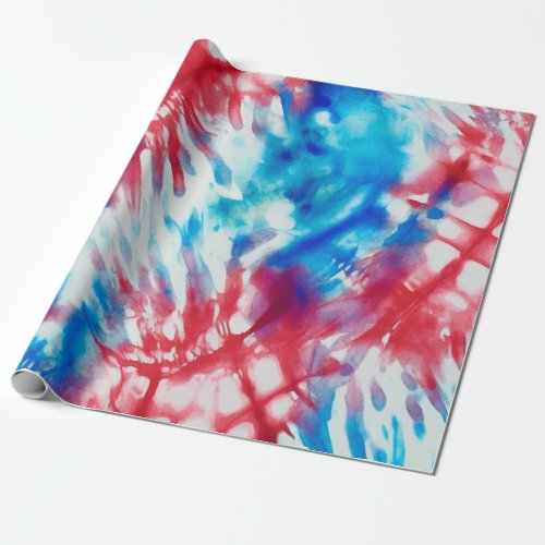 Tri_Color Tie Dye Bliss Red White Blue Wrapping Paper