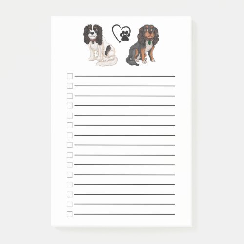 Tri Colored and Black and Tan Cavalier Post_it Notes