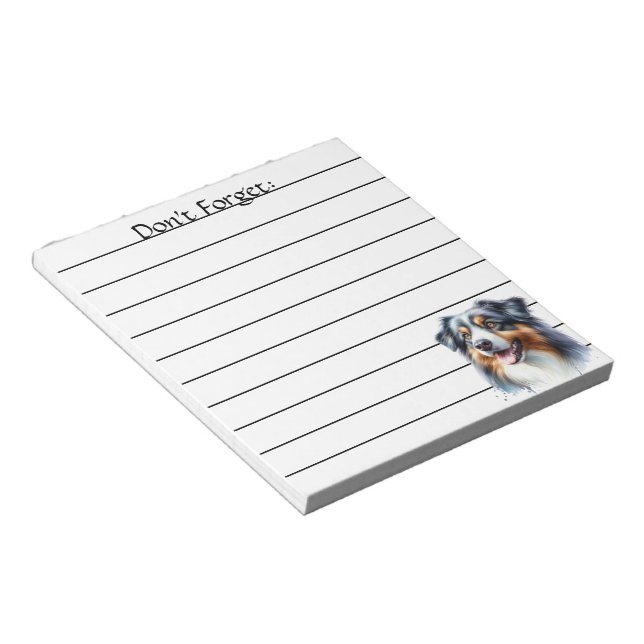 Tri-Colored Australian Shepherd Dog Notepad (Angled)