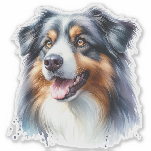 Tri-Colored Australian Shepherd Dog Sticker (Front)