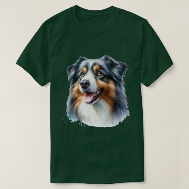 Tri-Colored Australian Shepherd Dog T-Shirt (Design Front)