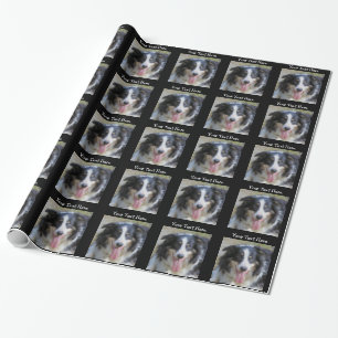 Tri Colored Border Collie Dog Wrapping Paper
