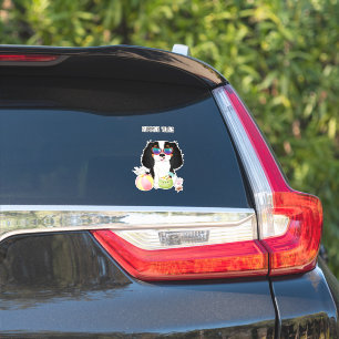 Tri-Colored Cavalier King Charles Spaniel Beach Sticker
