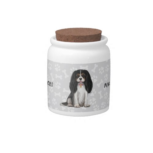 Tri_Colored Cavalier King Charles Spaniel Candy Jar