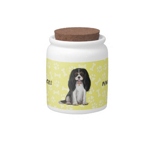 Tri_Colored Cavalier King Charles Spaniel Candy Jar