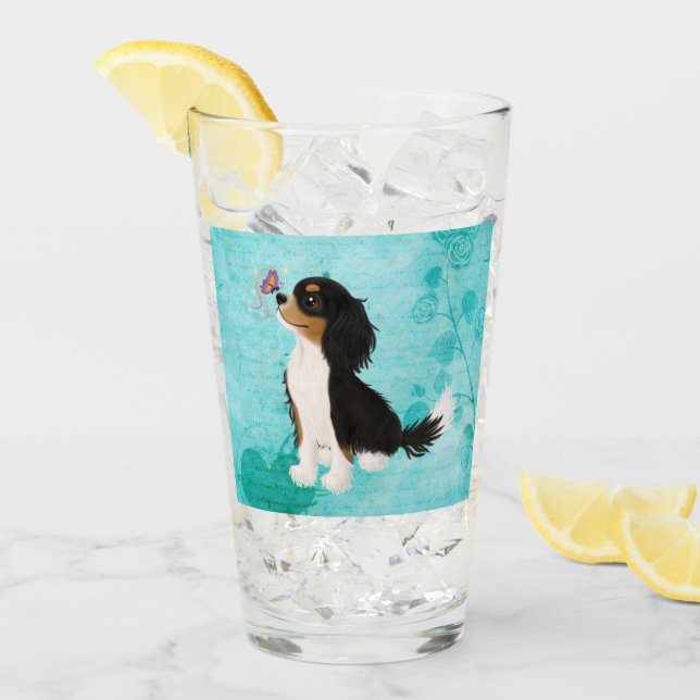 Tri Colored Cavalier King Charles Spaniel Glass (Front Ice)