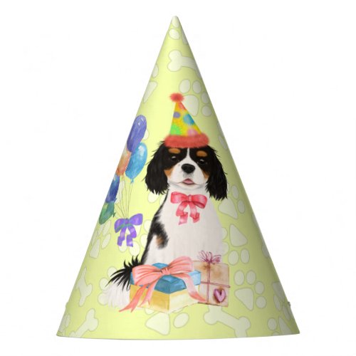 Tri Colored Cavalier Spaniel Birthday    Party Hat