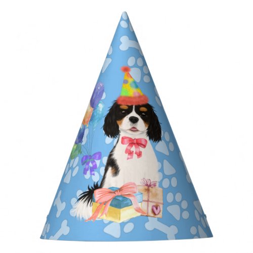 Tri Colored Cavalier Spaniel Birthday     Party Hat