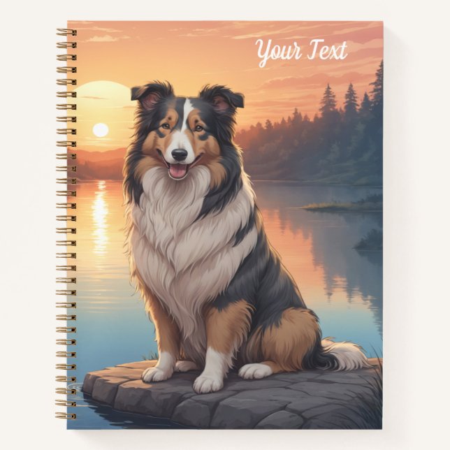 Tri Colored Collie by Lake Notebook (Front)