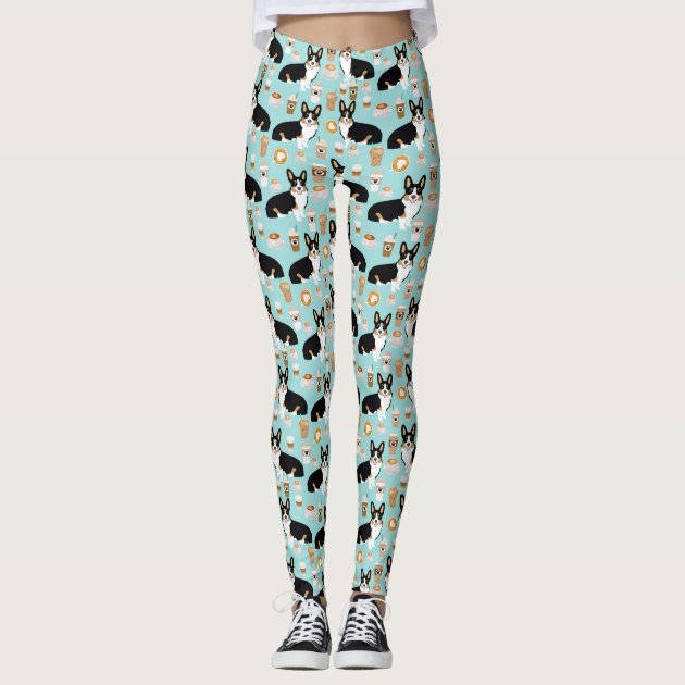 Tri colored Corgi Coffee pattern - blue 