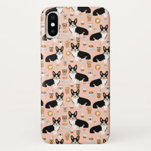 Tri colored Corgi Coffee pattern - blush iPhone X Case