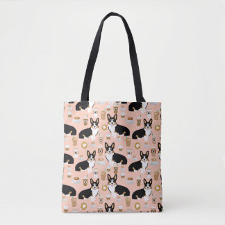 Tri colored Corgi Coffee pattern - blush Tote Bag