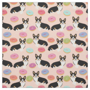 Tri colored corgi donuts fabric - cute corgis