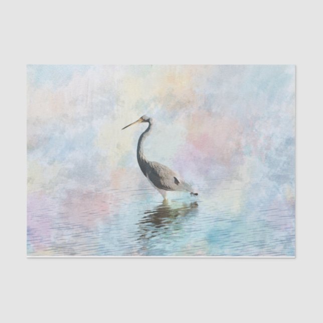 Tri-colored Heron Watercolor Tissue Paper (Front)