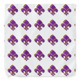 Tri-colored Mardi Gras Fleur de Lis Bandana