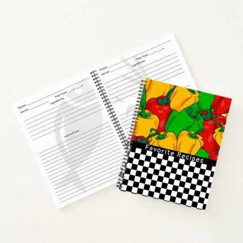 Tri Colored Peppers and Checkerboard Recipe Notebook