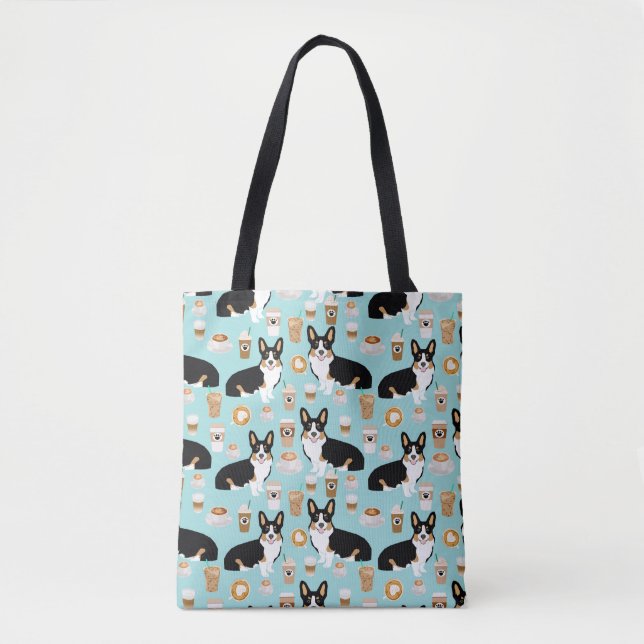 Tri Corgi Coffee - blue Tote Bag (Front)